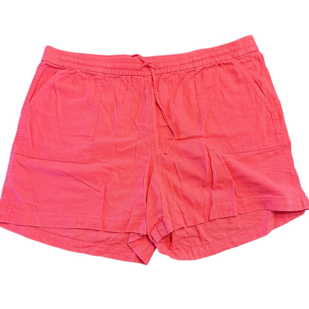 J crew Womens pink linen viscose blend shorts, pockets, XL
